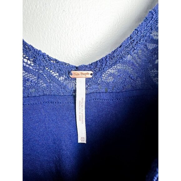 Free People Blue Katya V-Neck 3/4 Sleeve Paisley Stretch Lace Dress XS - Picture 12 of 12